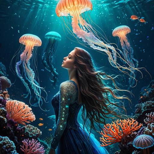 Enchanted Siren with Bioluminescent Jellyfish Enchanted Siren with Bioluminescent Jellyfish
