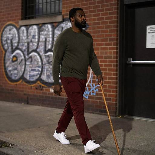 Urban Night Walk: African American Man