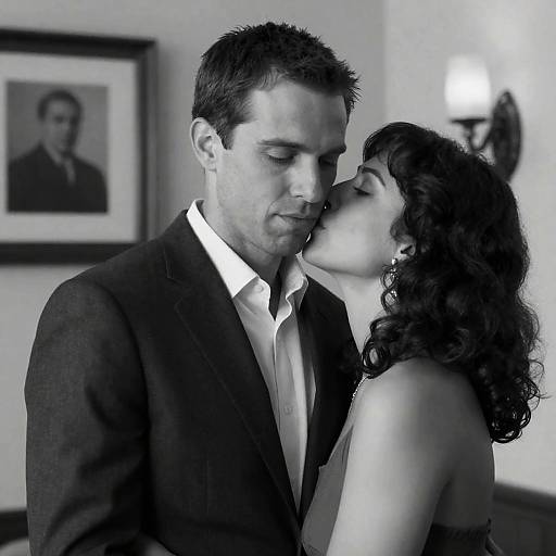 Intimate Black-and-White Embrace Portrait
