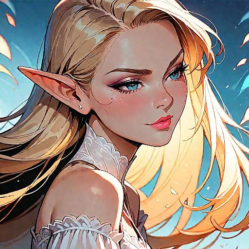 Serious Blonde Elf Girl Close-Up