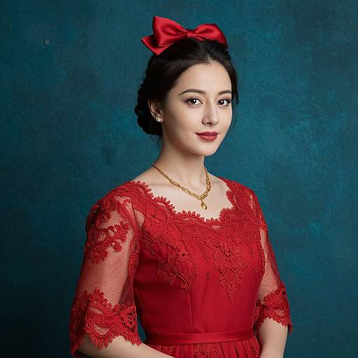 Elegant Woman in Red Gown