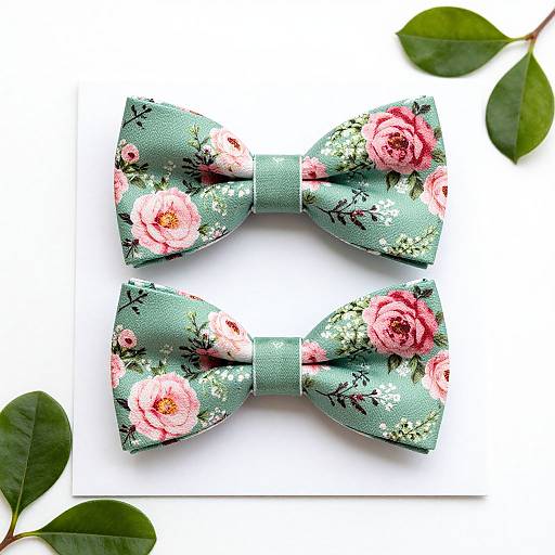 Elegant Floral Green Bow Ties