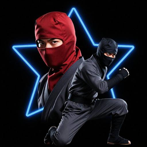Dynamic Ninja Duel on Black Background