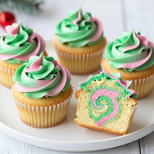 Colorful Christmas Swirl Cupcakes