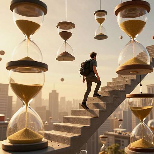 Surreal Hourglass Staircase Climb