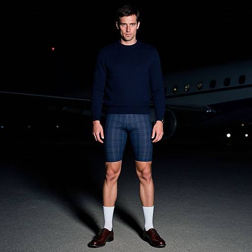 Man in Classic Cycling Attire at Night