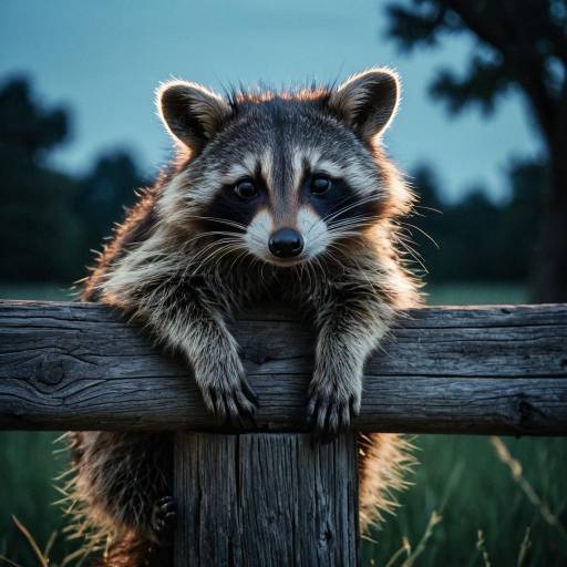 Resting Raccoon on Rustic Fence Post Resting Raccoon on Rustic Fence Post