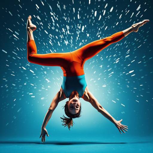 Gymnast Mid-Flip with Dynamic Splash Background Gymnast Mid-Flip with Dynamic Splash Background