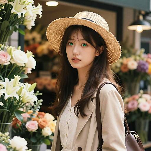 Photo-Realistic Girl in Flower Shop