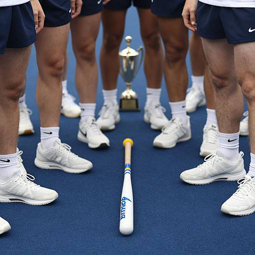 Celebration on Blue Carpet with Trophy