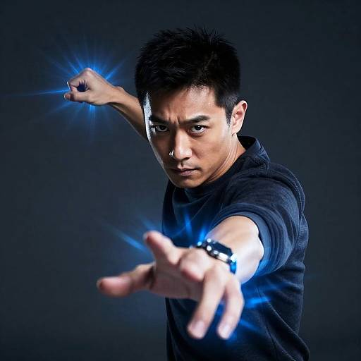 Dynamic Portrait of an Asian Man