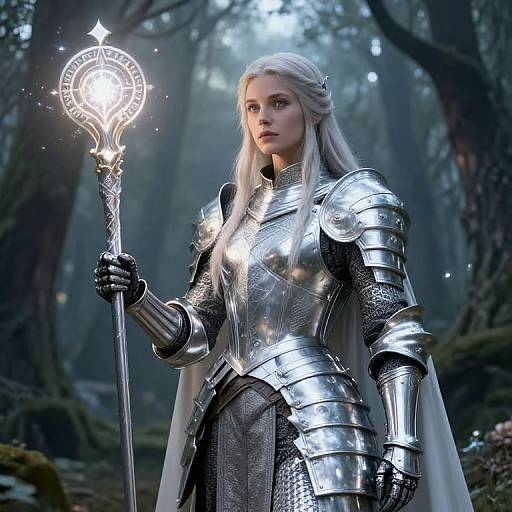 Radiant Cleric Priestess in Mystical Forest