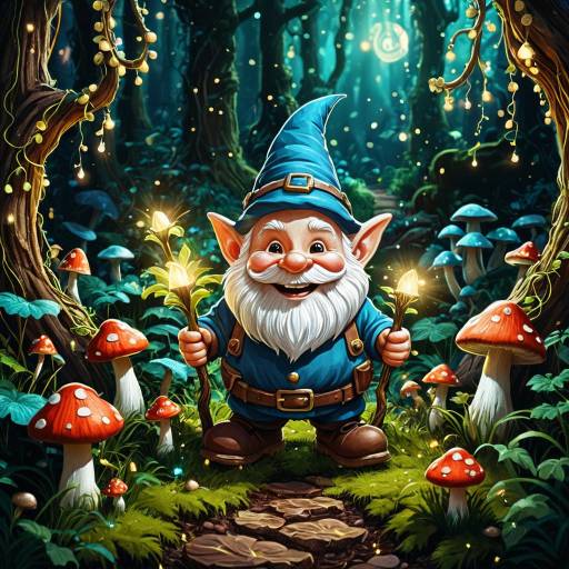 Jovial Gnome Gardener in Enchanted Forest