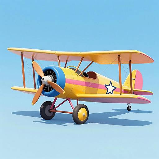 Colorful Vintage Biplane Cartoon Illustration