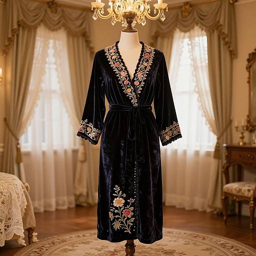 Victorian Velvet Dressing Gown Elegance
