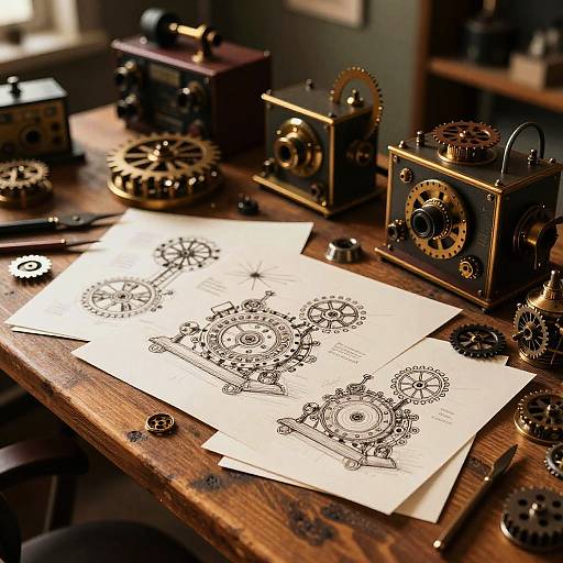 Steampunk Inventor's Workshop Scene