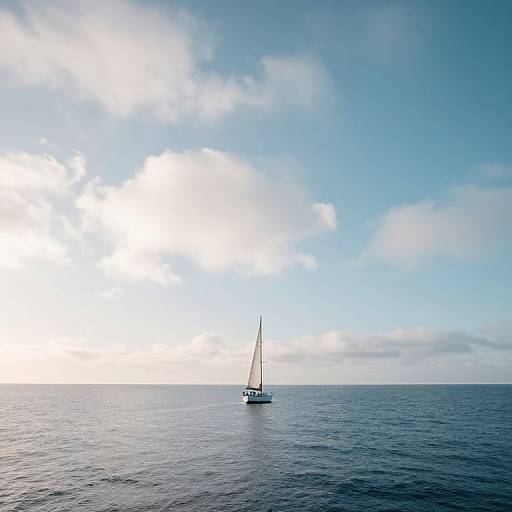 Sailboat at Ocean-Cloud Horizon