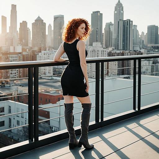 Stylish Woman on Urban Balcony