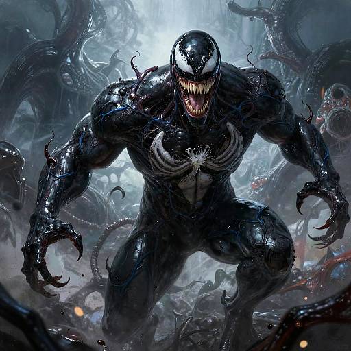 Venom Mid-Transformation Chaos Scene