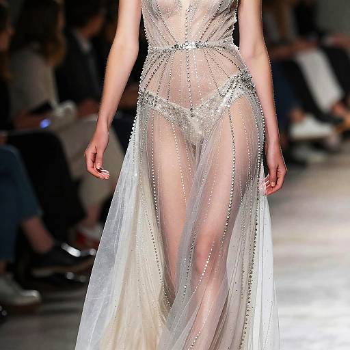 Ethereal Diamond-Embellished See-Through Dress