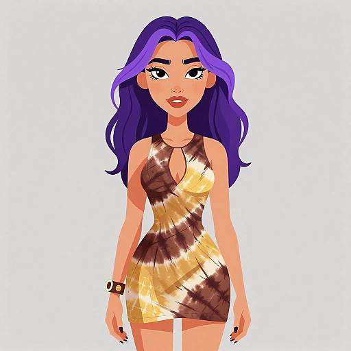 Bohemian Woman in Tie-Dye Dress