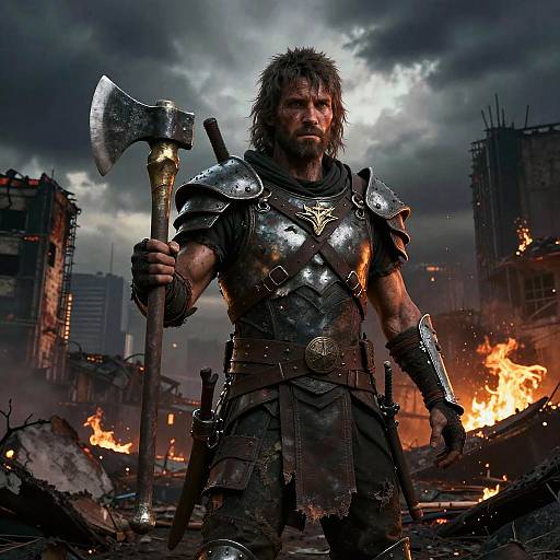 Rugged Survivor with Post-Apocalyptic Axe