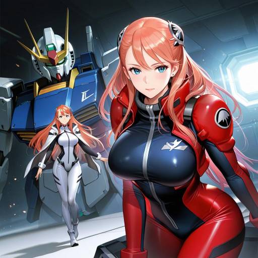 Illustration of Aida rayhunton, gundam in the style of Liduke