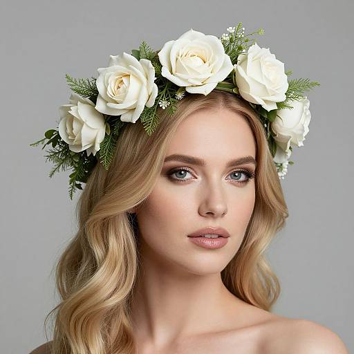 Blonde Woman with Ivory Flower Crown