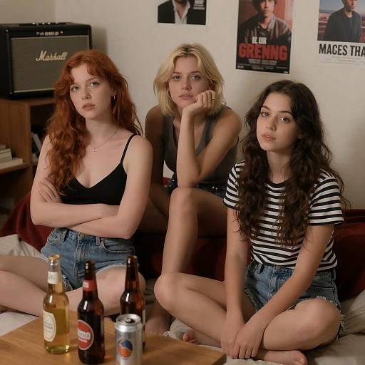 Three Friends in a Cozy Bedroom Scene