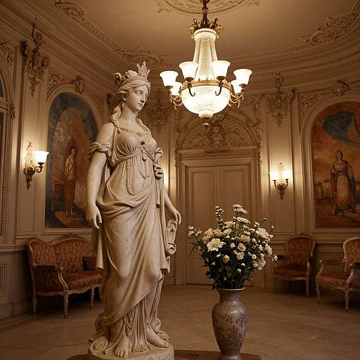 Opulent Theater Interior with Statue