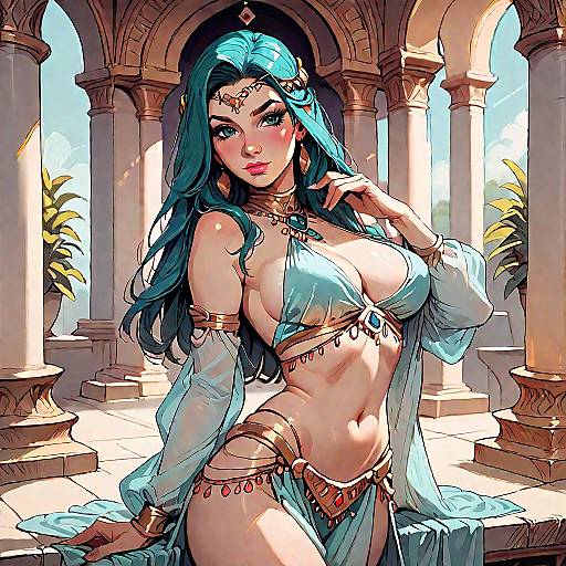 Elegant Belly Dancer in Silk Attire