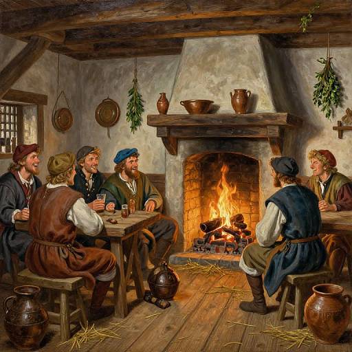 Vibrant Medieval Tavern Interior Scene