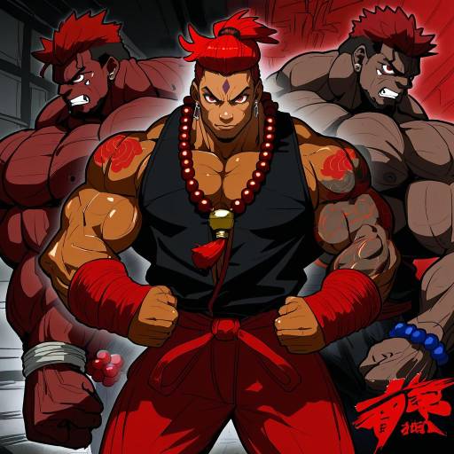 Illustration of Akuma (street fighter), street fighter in the style of Moketa