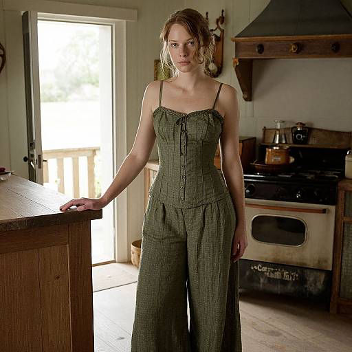 Woman in Rustic Farmhouse Kitchen