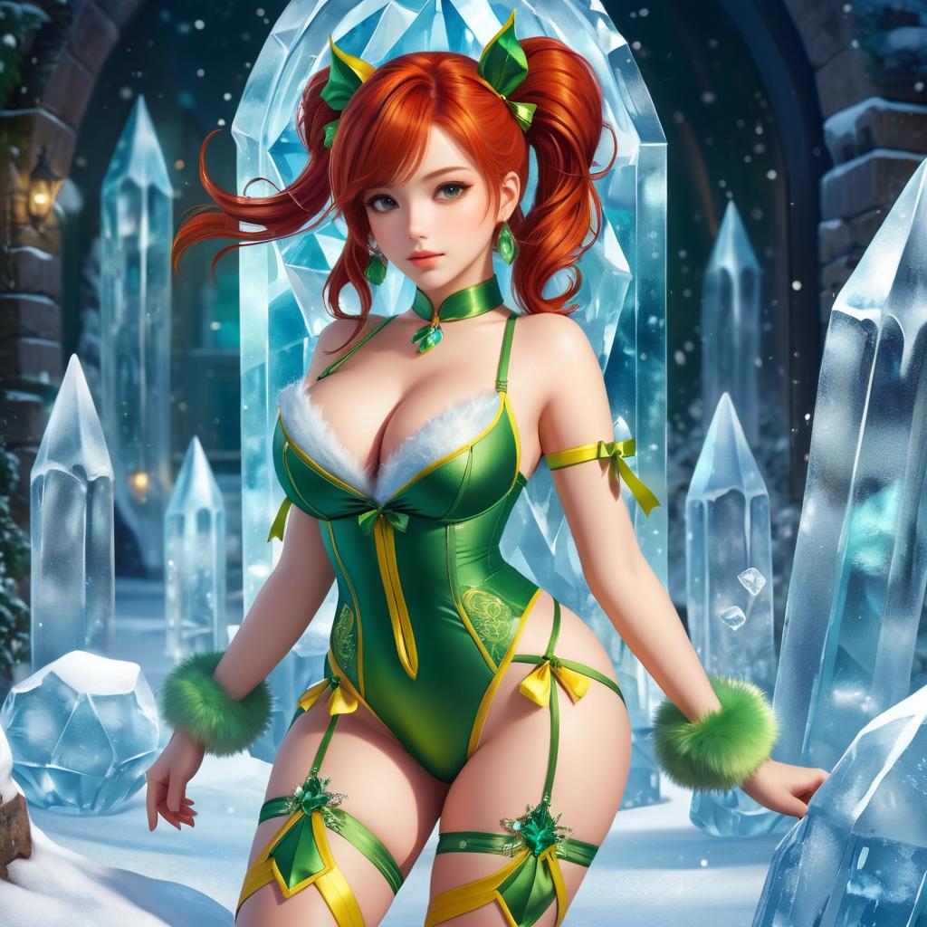 Enchanting Curvy Girl with Ice Magic