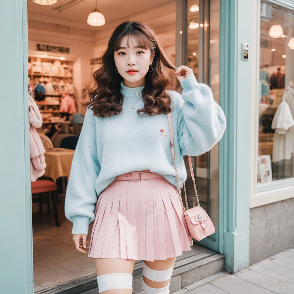 Kawaii Style Curvy Woman in Pastels