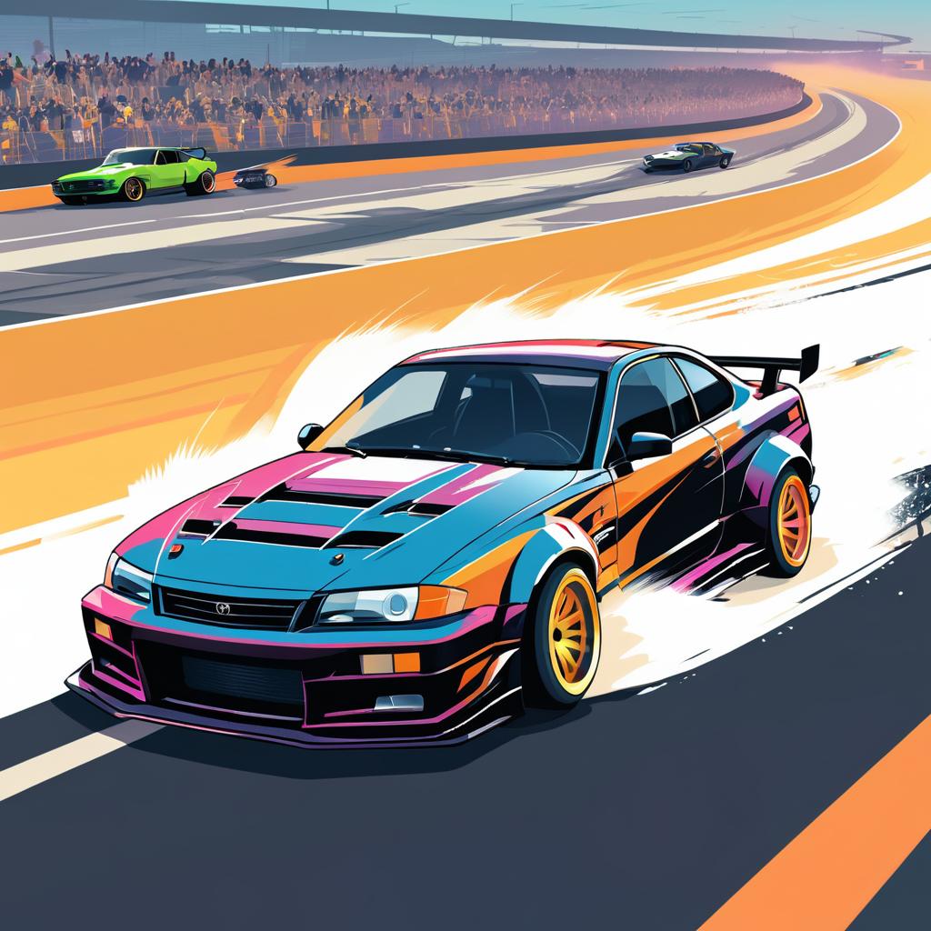 High-Speed Street Racing Action Illustration