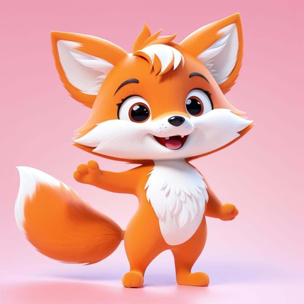 Playful Kawaii Fox in 3D Animation