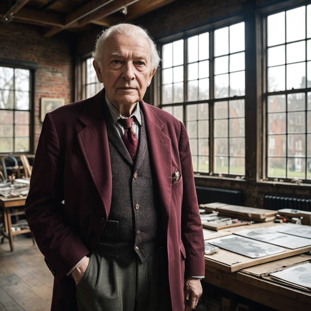 Elderly Artist in Stylish Loft Setting