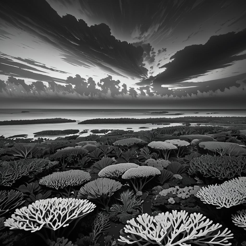 Monochromatic Twilight at Coral Reef Shores