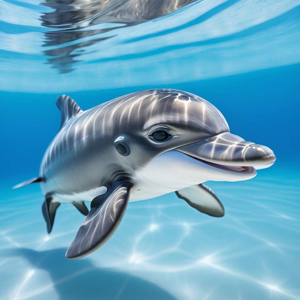 Playful Baby Dolphin in Clear Ocean