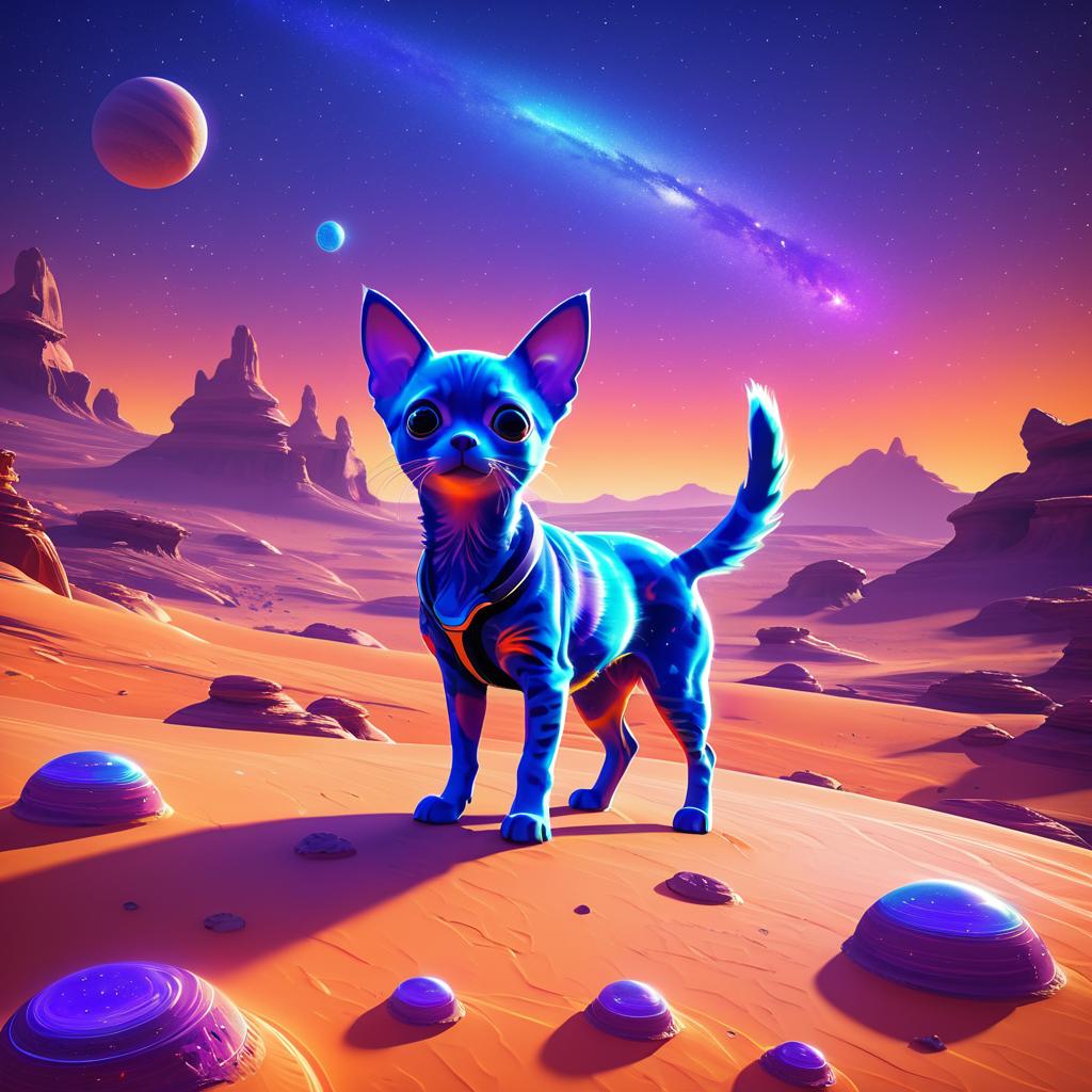 Colorful Masterpiece of Alien Cat on Mars