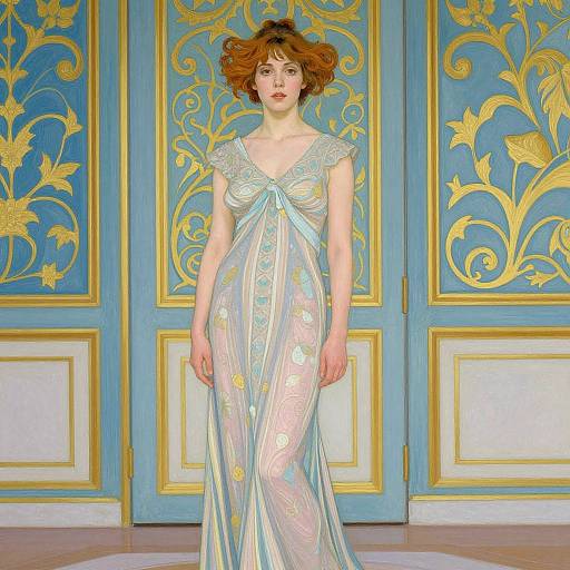 Elegant Girl in Art Nouveau Room