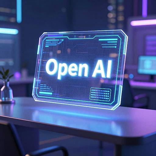 Glowing Holographic AI Prompt Book