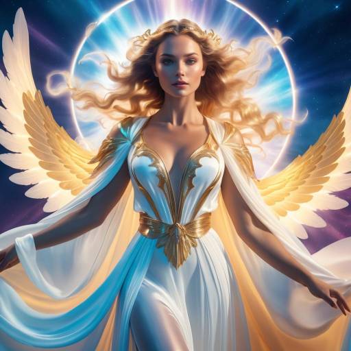Gorgeous Angel with Radiant Wings in Flowing Robes