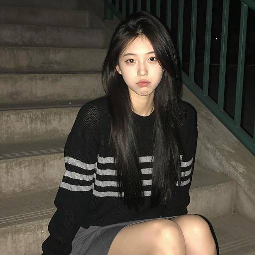 Asian Woman in Dim Night Setting