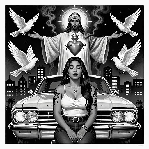 Chicano Art Inspired Nighttime Mural