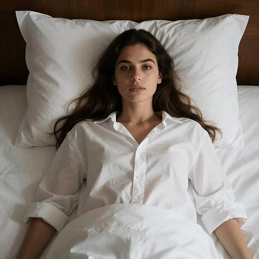 Woman in Soft Lighting on Bed