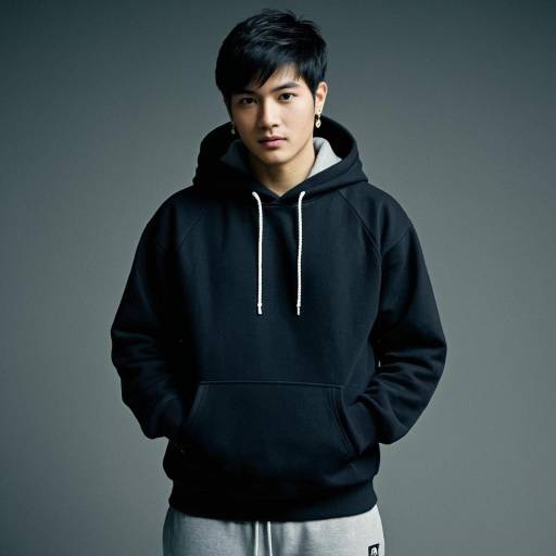 Young Asian Man in Black Hoodie