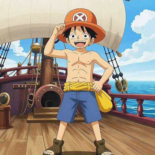 Young Pirate Boy on Ship Deck